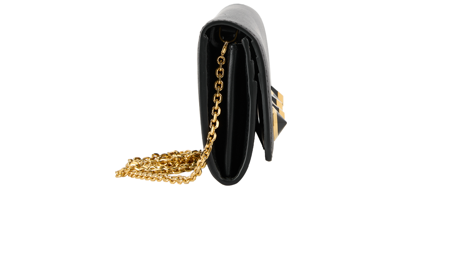 Studded Wallet on Chain, &pound;295, Handbags, Black, Leather, Side view